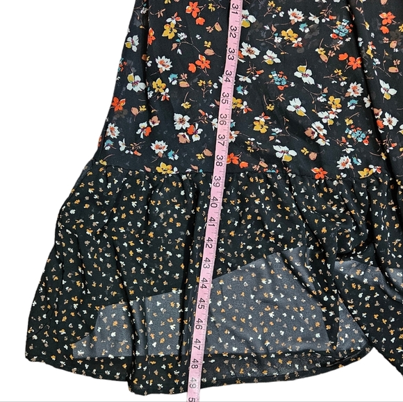 Ava James Floral Print Maxi Dress Sz M Peplum Waist Boho Fairy Whimsigoth Grunge - Picture 13 of 16